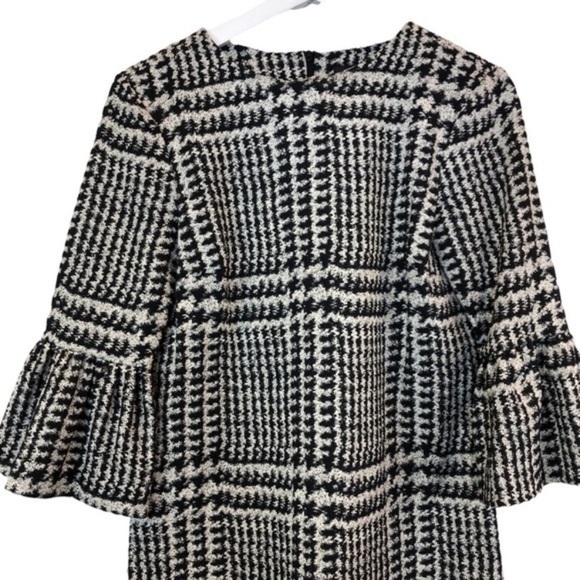 Zara Houndstooth Bell Sleeve Dress New - Picture 7 of 10